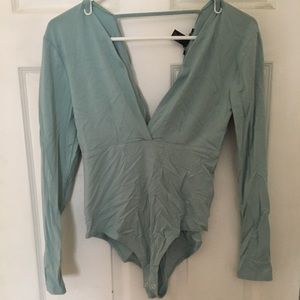 baby blue v-neck bodysuit